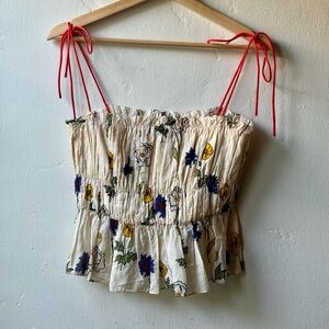 RHODE, Julieta Floral Print Strap Top, Saba, Small